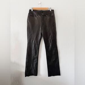 Guess Y2K Vintage Black Genuine Leather Mid Rise Wide Leg Pants